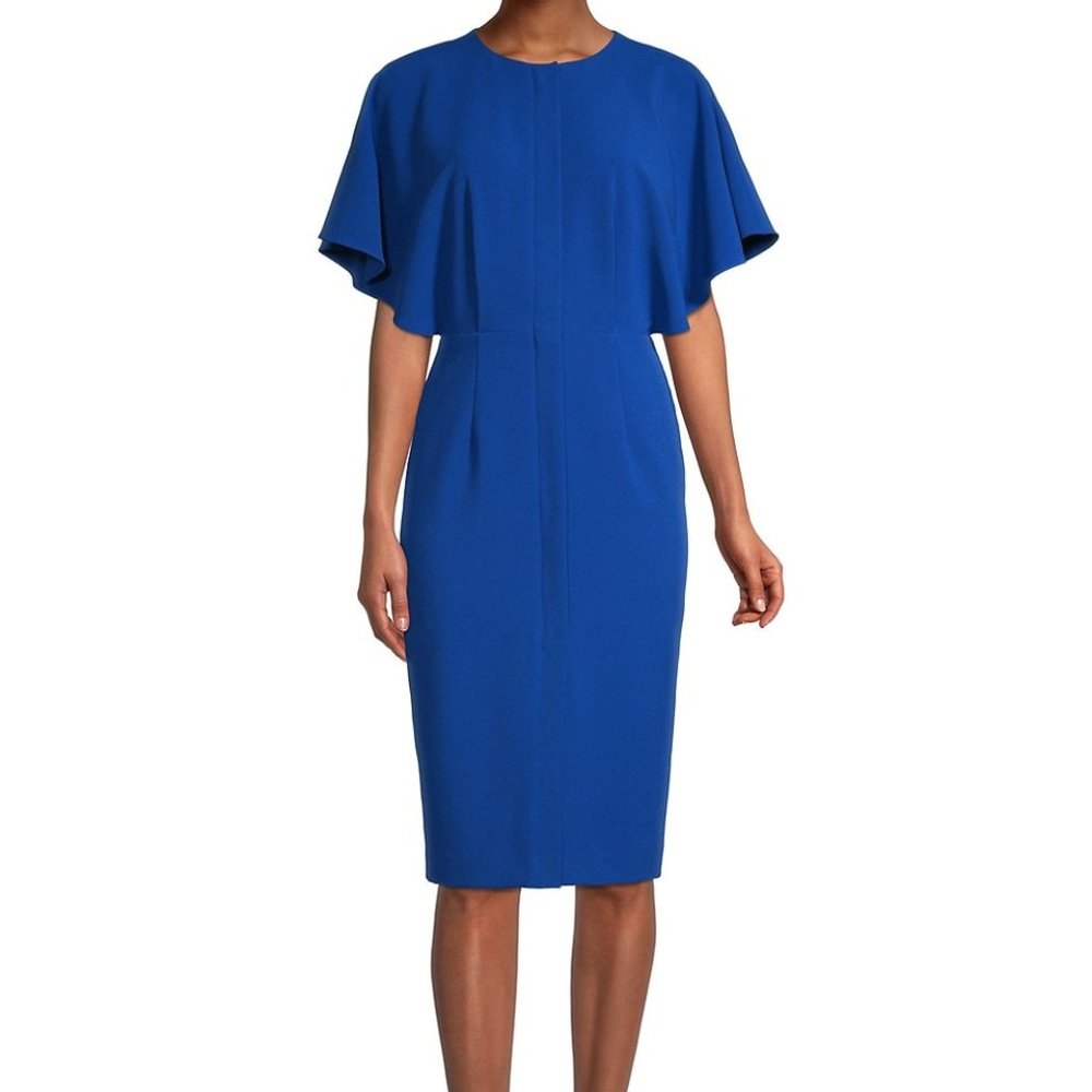 Black Halo Holland Flutter-Sleeve Sheath Dress 8, 10